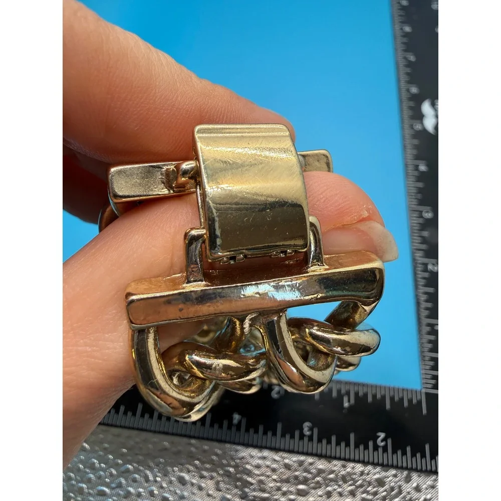 Chunky‎ Gold Tone Double Row Curb Chain Bracelet Statement Link Jewelry 8 Inch